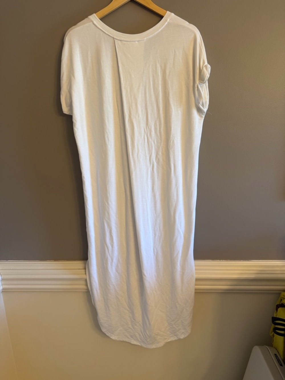 Ellison White Scallop Front V-Neck Maxi T-Shirt Dress - Picture 7 of 7
